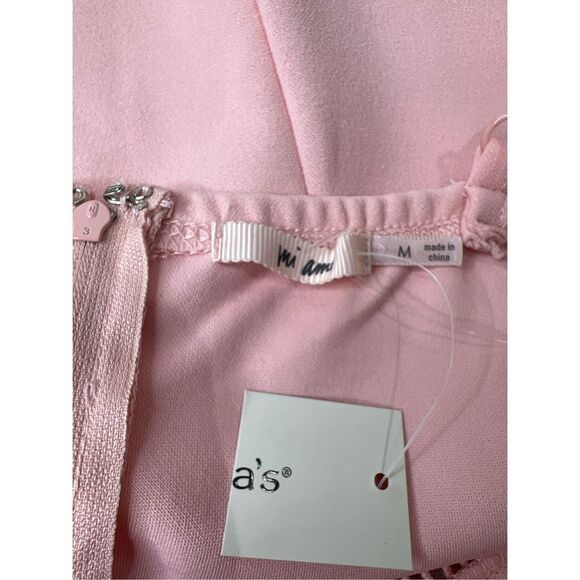 Mon Ami Francesca‎ Adjustable Spaghetti Strap Pink Jumpsuit size Medium NEW - Picture 7 of 8